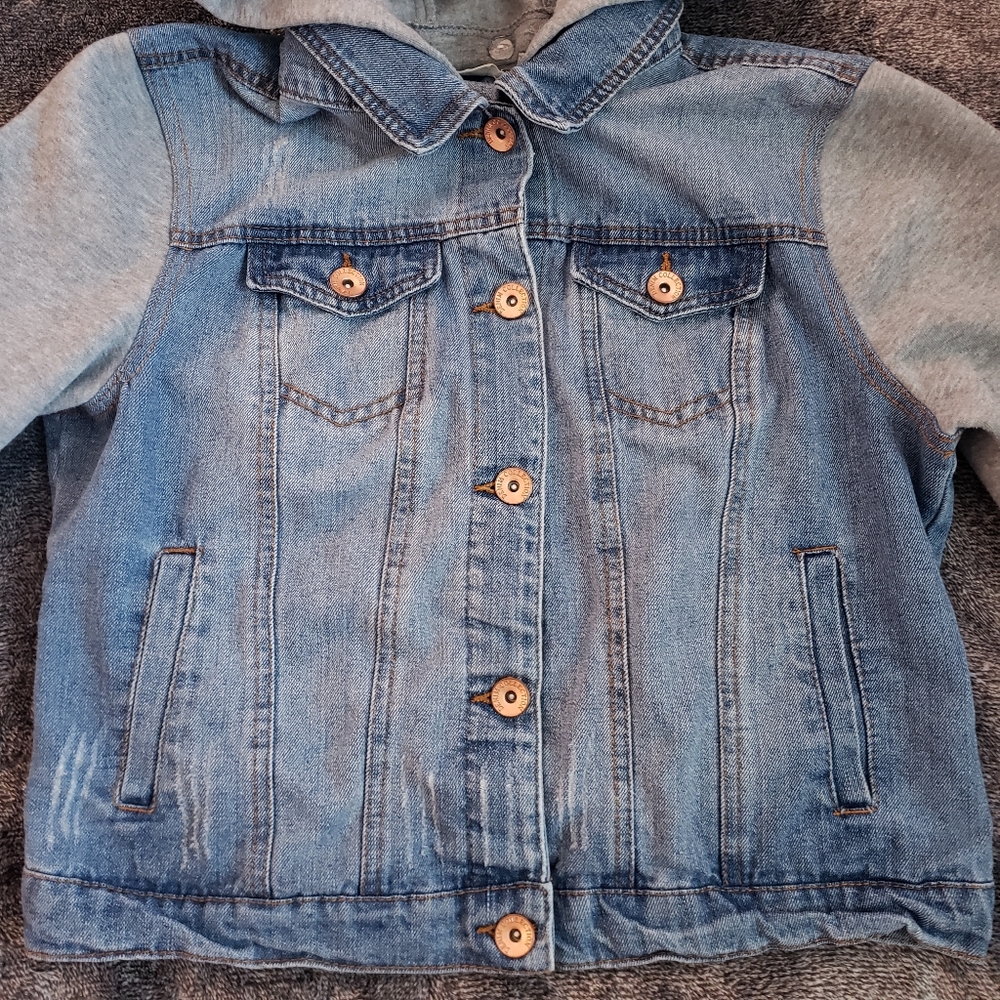 Ci Sono Hoodia Denim Jacket Removable Hood Blue Jean Womens Jr. Large NWT